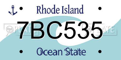 7BC535 Rhode Island License Plate