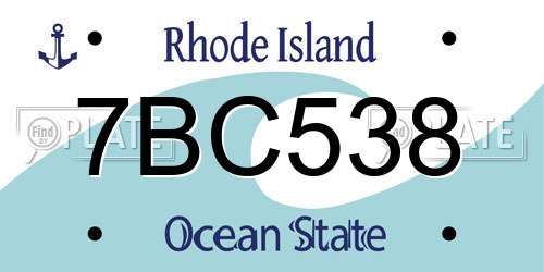 7BC538 Rhode Island License Plate