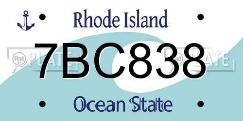 7BC838 Rhode Island License Plate
