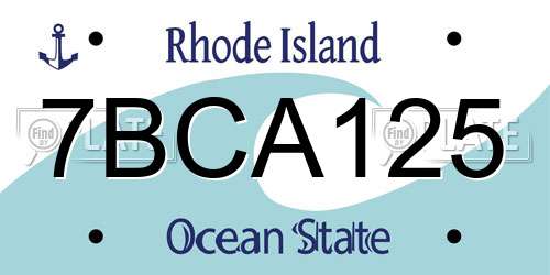 7BCA125 Rhode Island License Plate