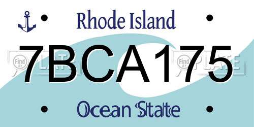 7BCA175 Rhode Island License Plate