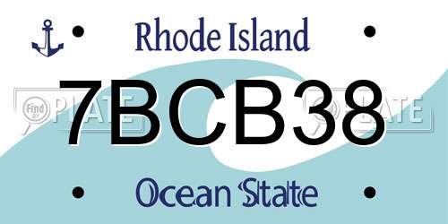 7BCB38 Rhode Island License Plate