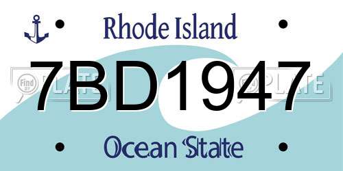 7BD1947 Rhode Island License Plate