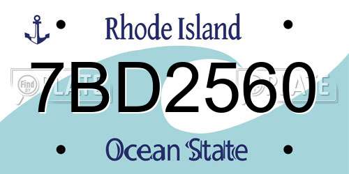 7BD2560 Rhode Island License Plate