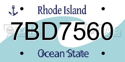 7BD7560 Rhode Island License Plate