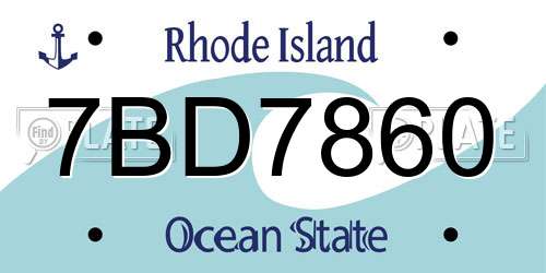 7BD7860 Rhode Island License Plate