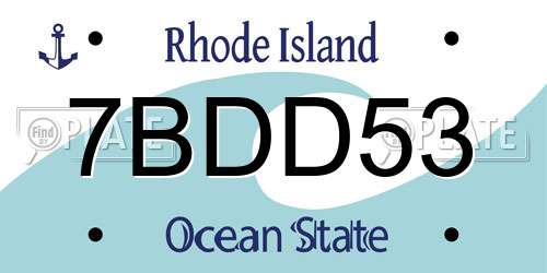 7BDD53 Rhode Island License Plate