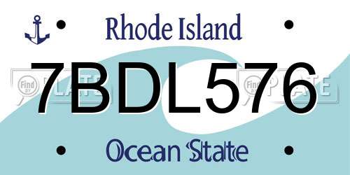 7BDL576 Rhode Island License Plate