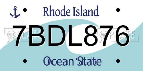 7BDL876 Rhode Island License Plate