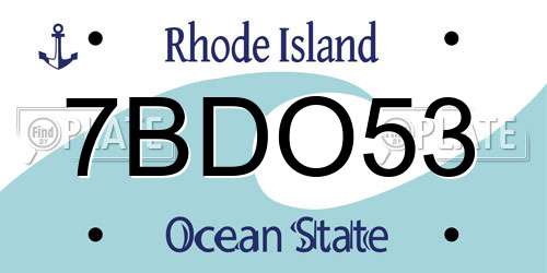7BDO53 Rhode Island License Plate
