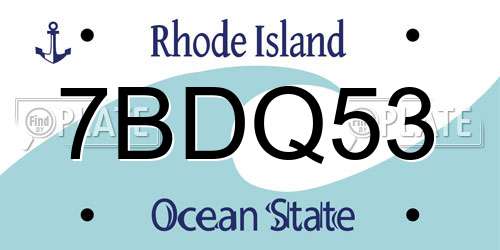 7BDQ53 Rhode Island License Plate