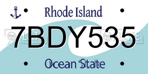 7BDY535 Rhode Island License Plate