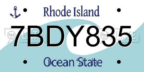 7BDY835 Rhode Island License Plate