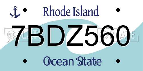 7BDZ560 Rhode Island License Plate