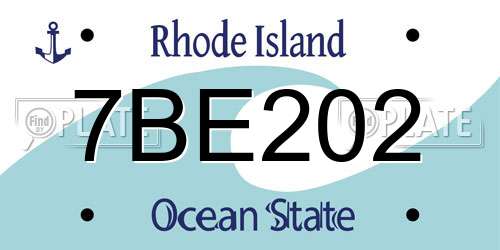 7BE202 Rhode Island License Plate