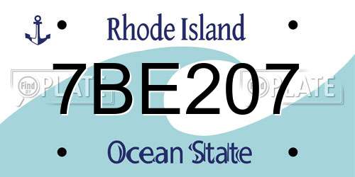 7BE207 Rhode Island License Plate