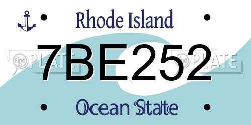 7BE252 Rhode Island License Plate