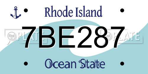 7BE287 Rhode Island License Plate
