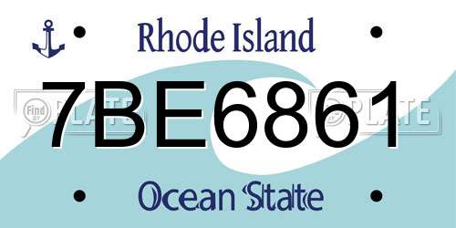 7BE6861 Rhode Island License Plate