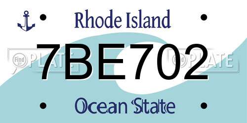 7BE702 Rhode Island License Plate