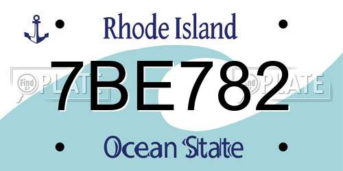 7BE782 Rhode Island License Plate