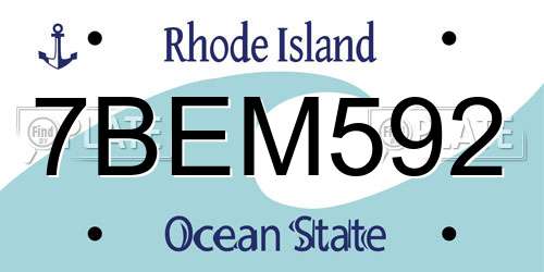 7BEM592 Rhode Island License Plate