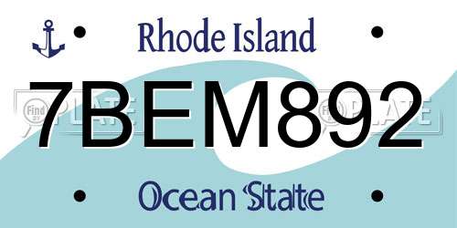 7BEM892 Rhode Island License Plate