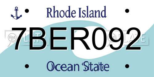 7BER092 Rhode Island License Plate