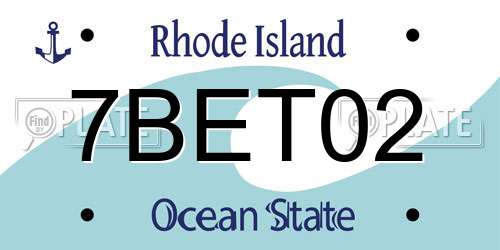 7BET02 Rhode Island License Plate