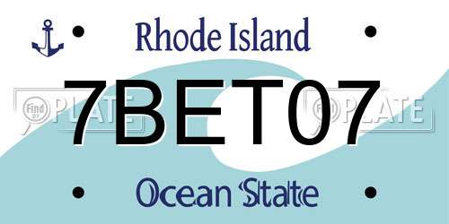 7BET07 Rhode Island License Plate