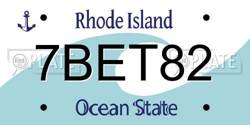 7BET82 Rhode Island License Plate