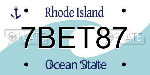 7BET87 Rhode Island License Plate