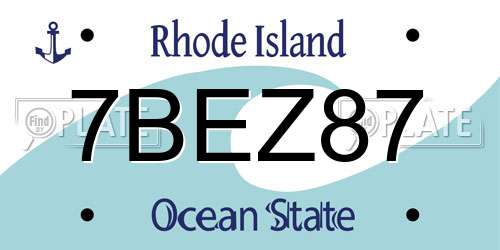 7BEZ87 Rhode Island License Plate