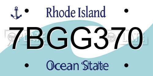 7BGG370 Rhode Island License Plate