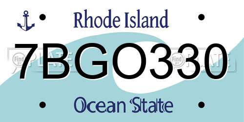 7BGO330 Rhode Island License Plate