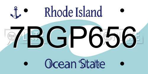 7BGP656 Rhode Island License Plate