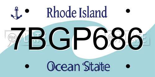 7BGP686 Rhode Island License Plate