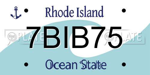 7BIB75 Rhode Island License Plate