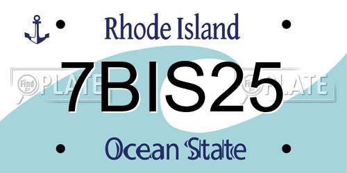 7BIS25 Rhode Island License Plate