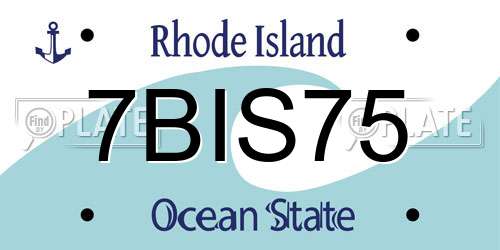 7BIS75 Rhode Island License Plate