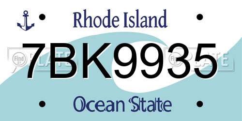 7BK9935 Rhode Island License Plate