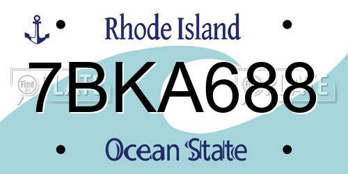 7BKA688 Rhode Island License Plate