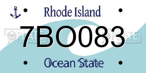 7BO083 Rhode Island License Plate
