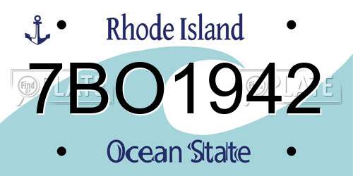 7BO1942 Rhode Island License Plate