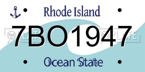 7BO1947 Rhode Island License Plate