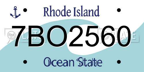 7BO2560 Rhode Island License Plate