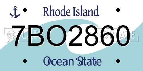 7BO2860 Rhode Island License Plate