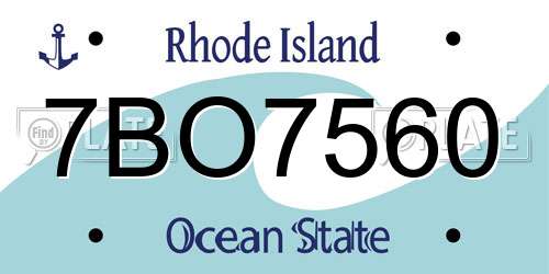 7BO7560 Rhode Island License Plate