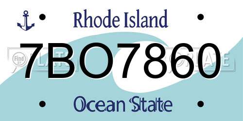 7BO7860 Rhode Island License Plate