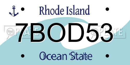 7BOD53 Rhode Island License Plate